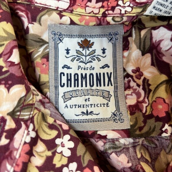 Vintage Pres de Chamonix Womens Cotton Button Up Floral Shirt Medium Long Sleeve - Picture 3 of 7